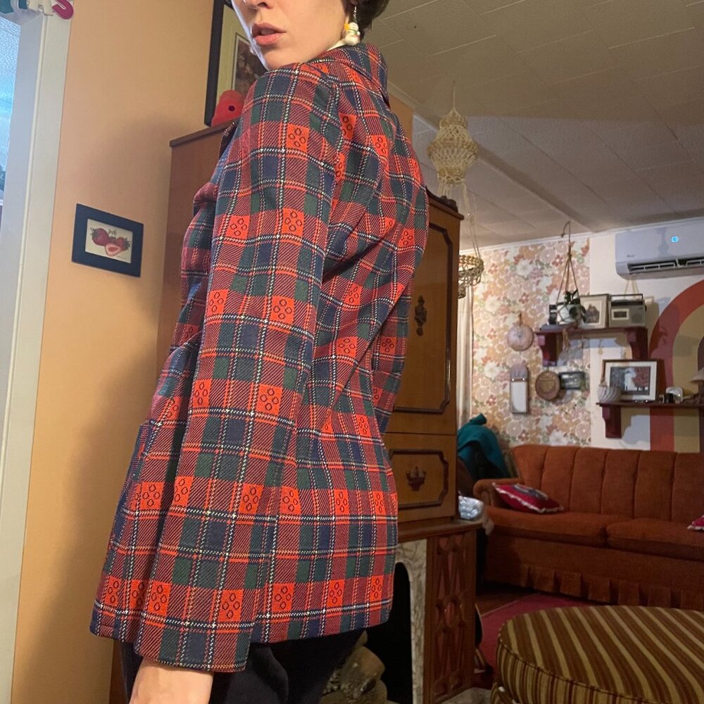 1970s metal button wyndham plaid pocket blazer - made in canada! - Picture 7 of 12